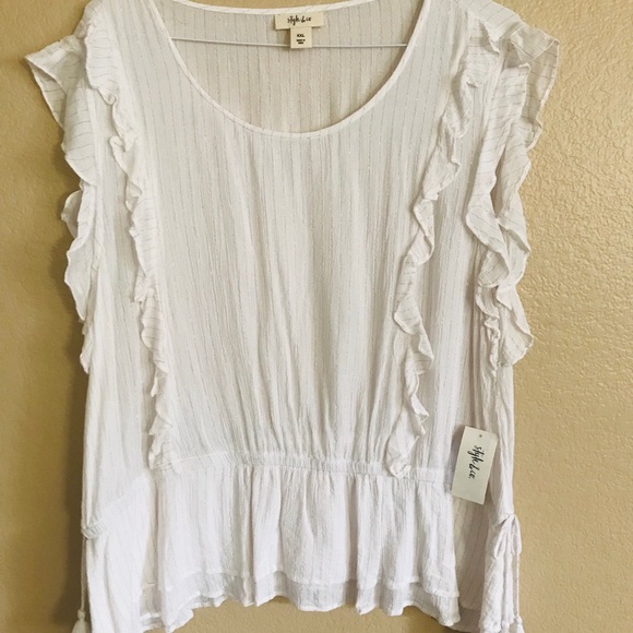 Style & Co Metallic Ruffled Top - Picture 3 of 3